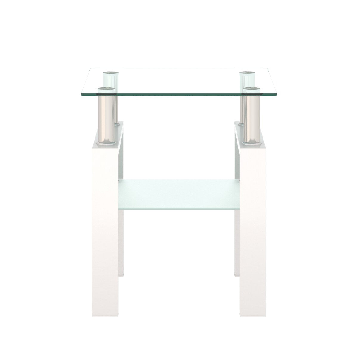 1-Piece Modern Tempered Glass Tea Table Coffee Table End Table, Square Table for Living Room, Black