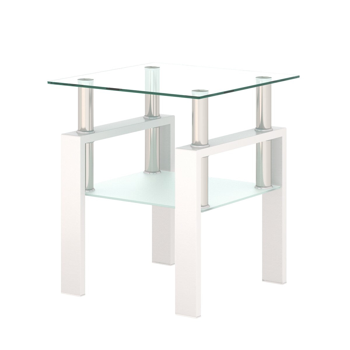 1-Piece Modern Tempered Glass Tea Table Coffee Table End Table, Square Table for Living Room, Black