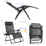 Oversize Patio Heavy Duty Folding Zero Gravity Recliner Lounge Chair