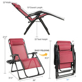 Oversize Patio Heavy Duty Folding Zero Gravity Recliner Lounge Chair