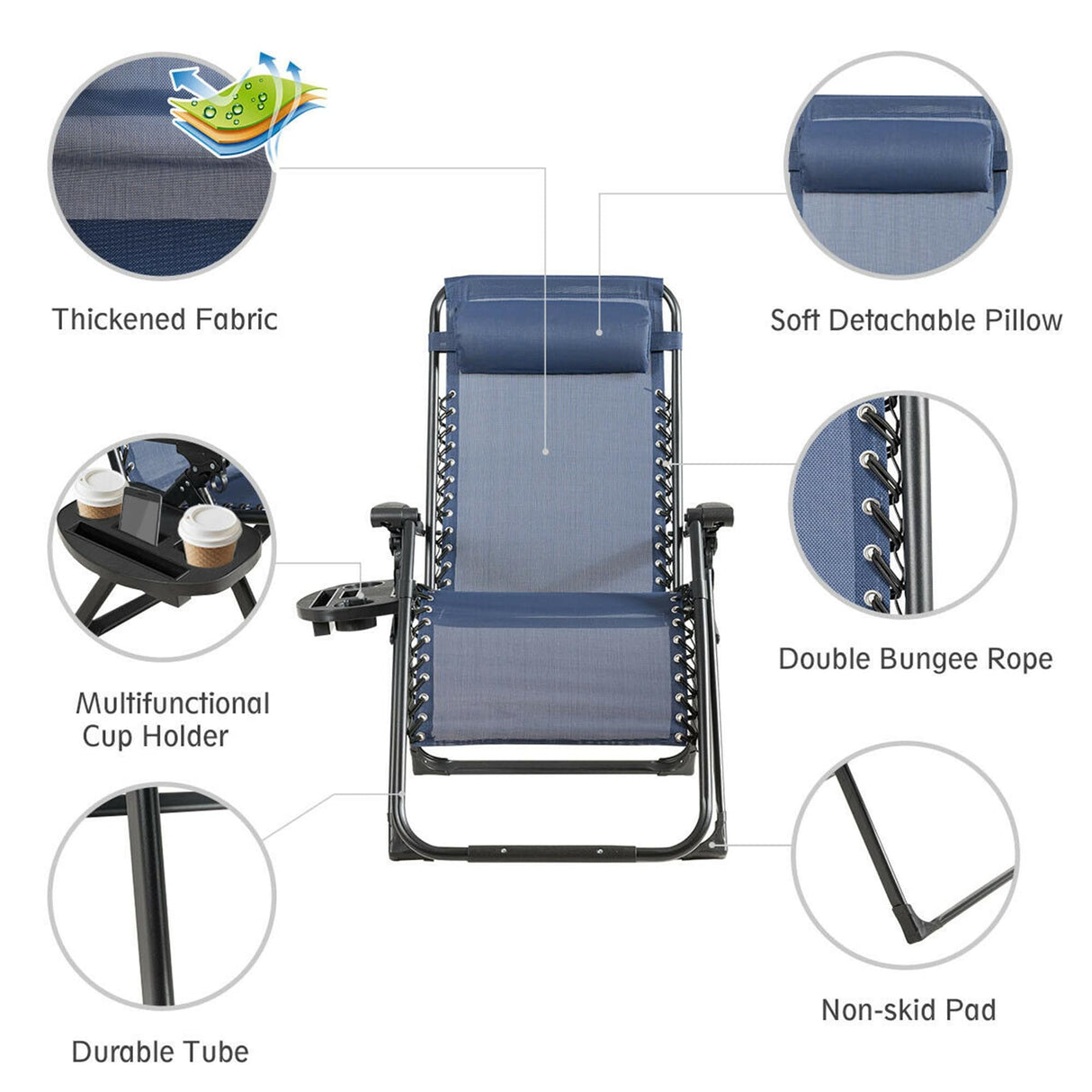 Oversize Patio Heavy Duty Folding Zero Gravity Recliner Lounge Chair
