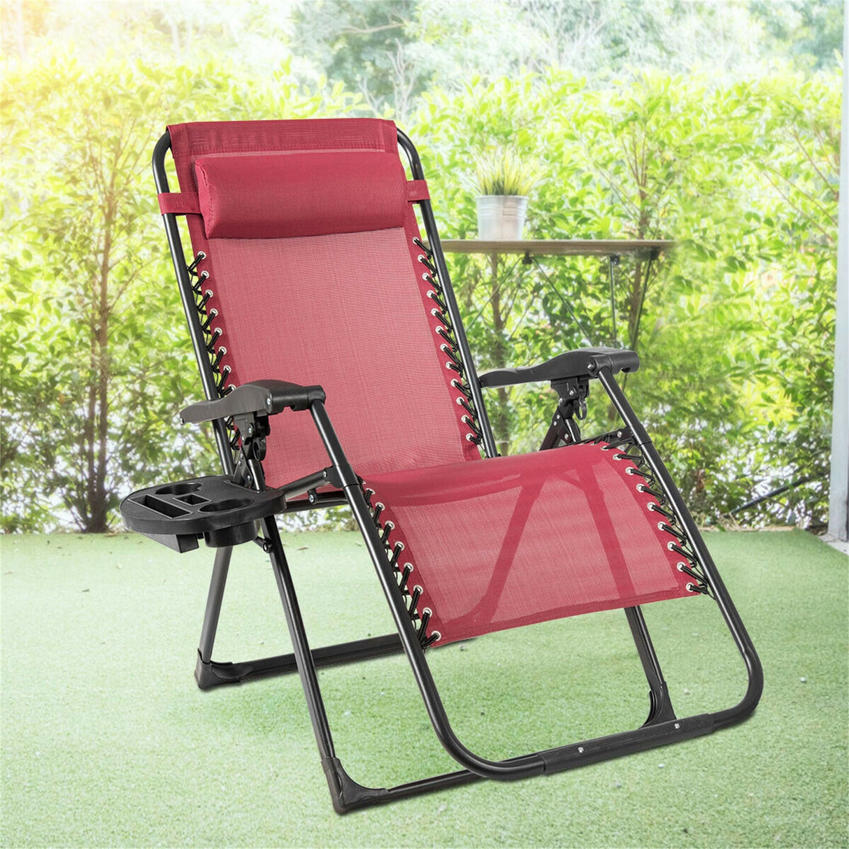 Oversize Patio Heavy Duty Folding Zero Gravity Recliner Lounge Chair