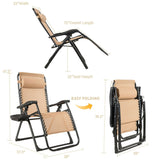 Oversize Patio Heavy Duty Folding Zero Gravity Recliner Lounge Chair