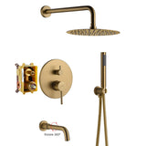 1-Spray Pattern Round 10-inch Wall Mount Shower System with Tub Faucet