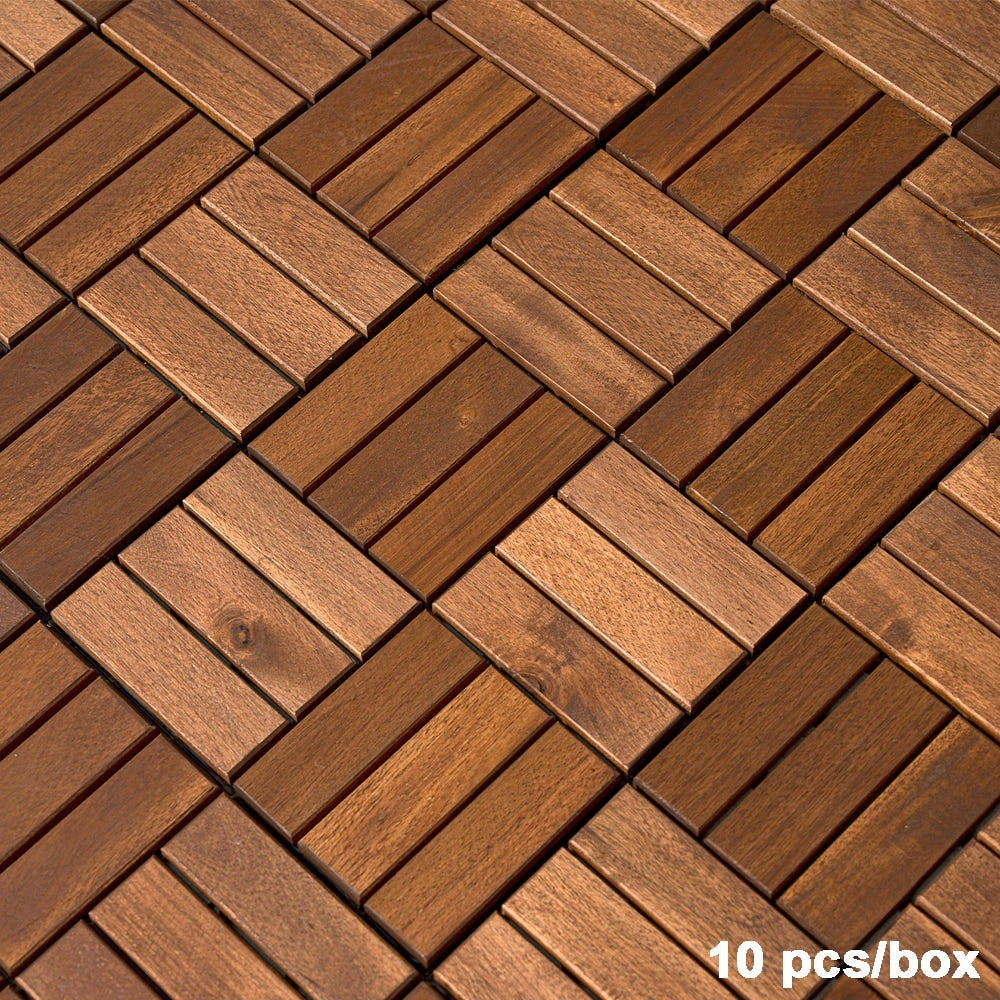Patio 12-Diagonal 1 ft. x 1 ft. Wood Interlocking Deck Tile in Brown (10 Per Box)