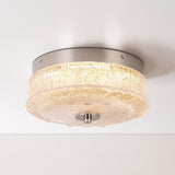 Modern Round LED Glass Crystal Flush Mount Ceiling Light - 10.2 IN. W