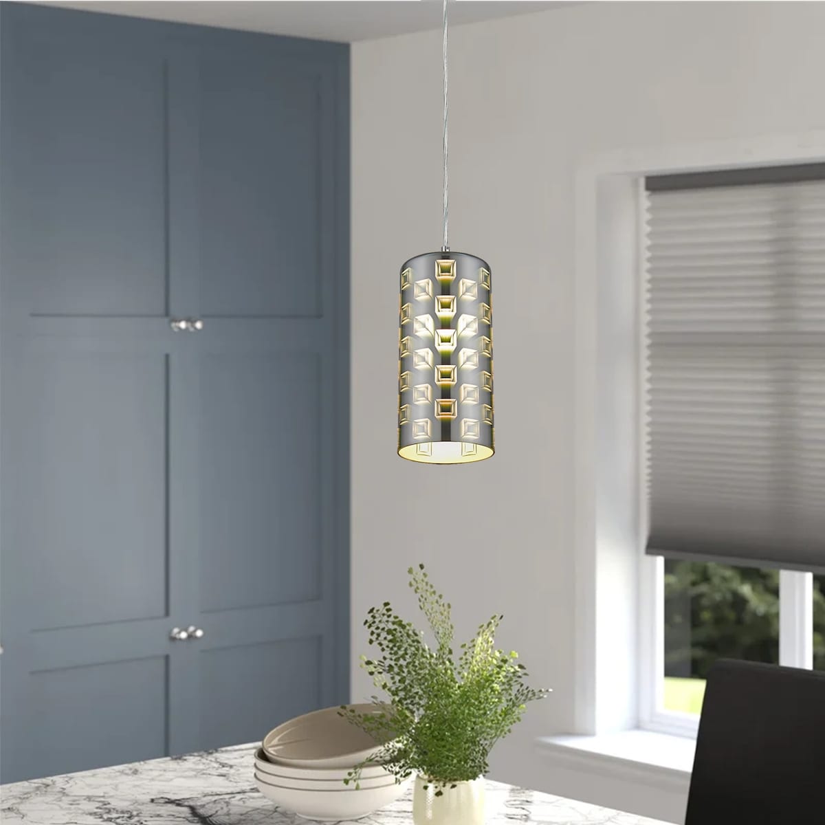1-light Single Ceiling Pendant Light (3D glass)