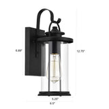 1-light Textured Black Outdoor Wall Lantern