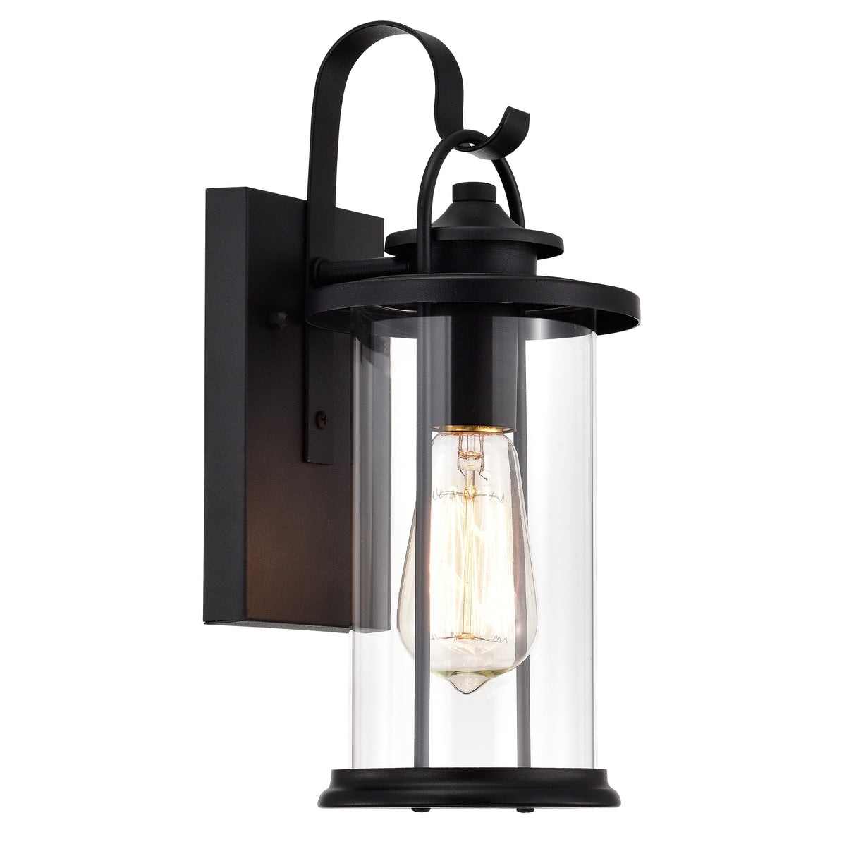 1-light Textured Black Outdoor Wall Lantern