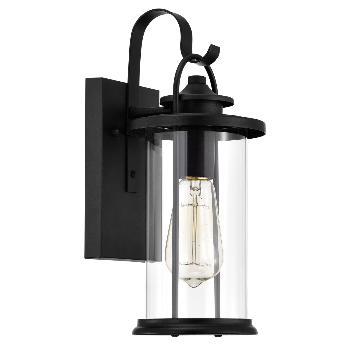 1-light Textured Black Outdoor Wall Lantern