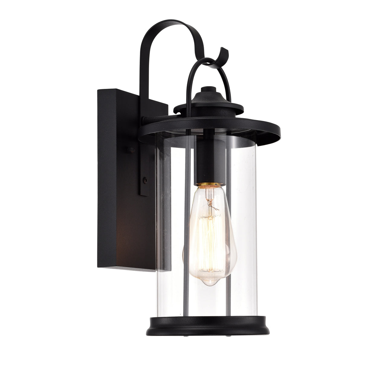 1-light Textured Black Outdoor Wall Lantern
