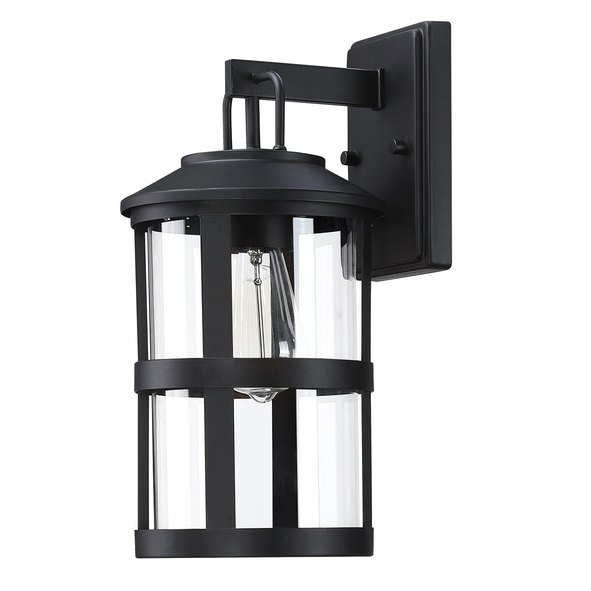 1-light outdoor wall light with clear glass and black finish