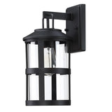 1-light outdoor wall light with clear glass and black finish