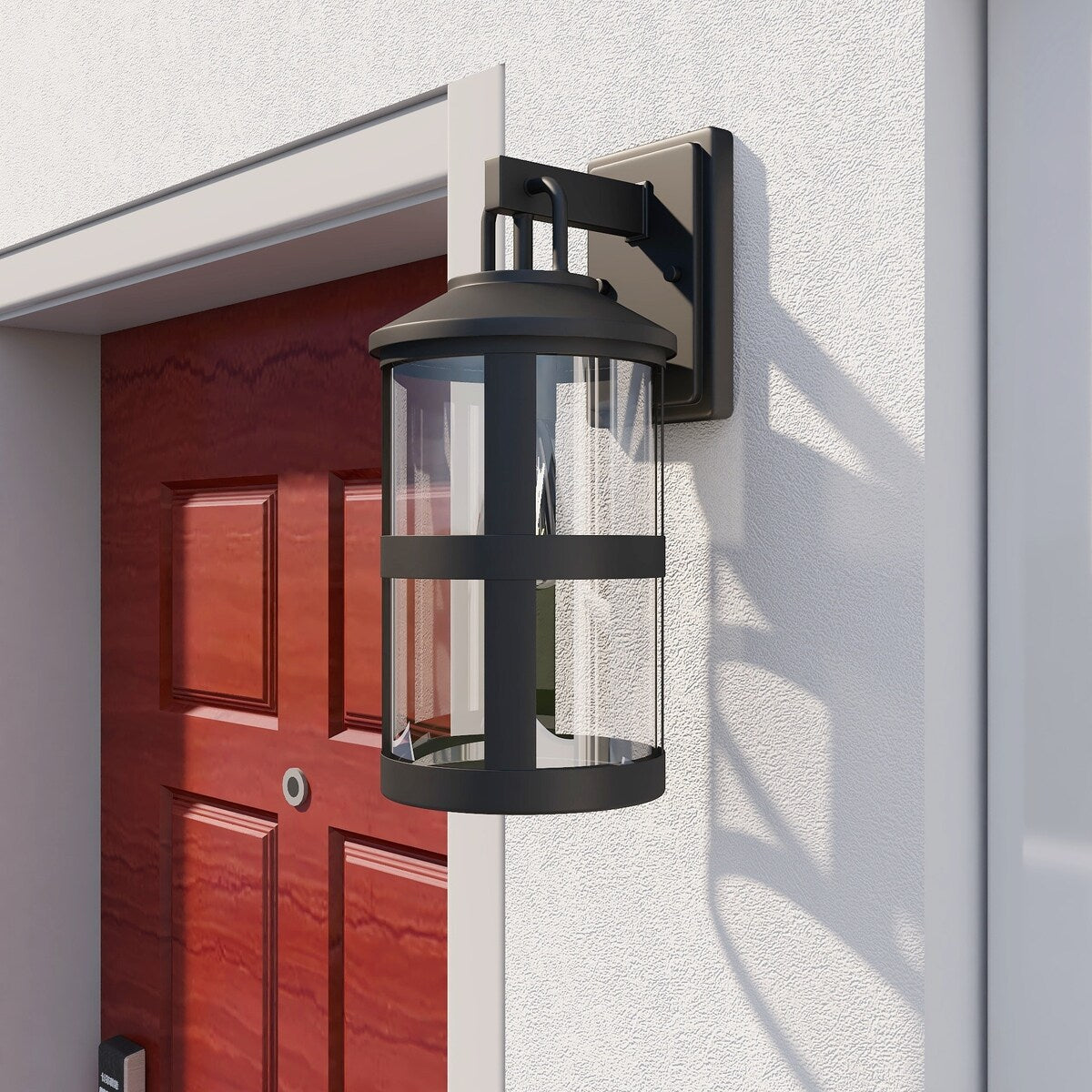 1-light outdoor wall light with clear glass and black finish
