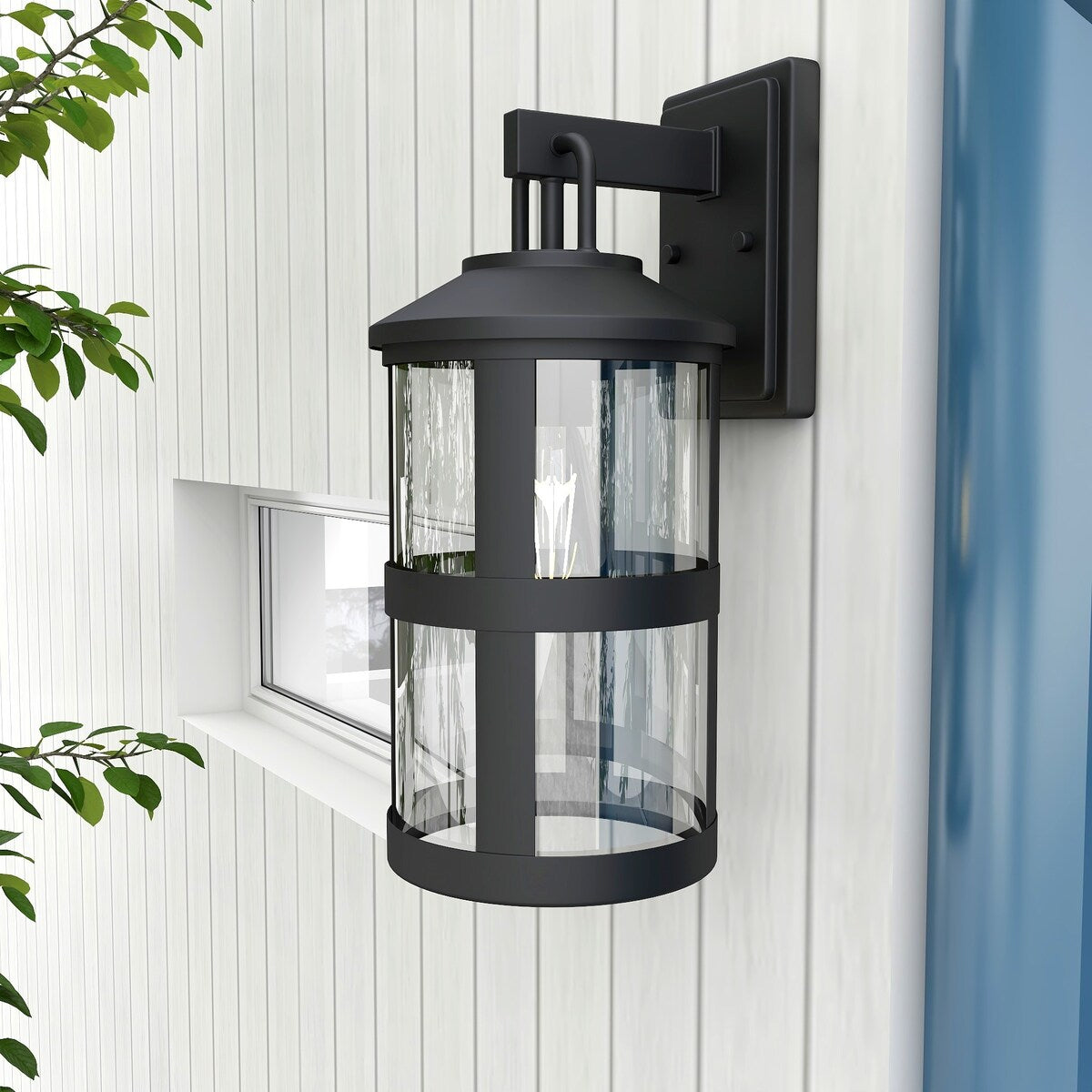 1-light outdoor wall light with clear glass and black finish
