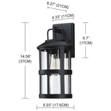 1-light outdoor wall light with clear glass and black finish