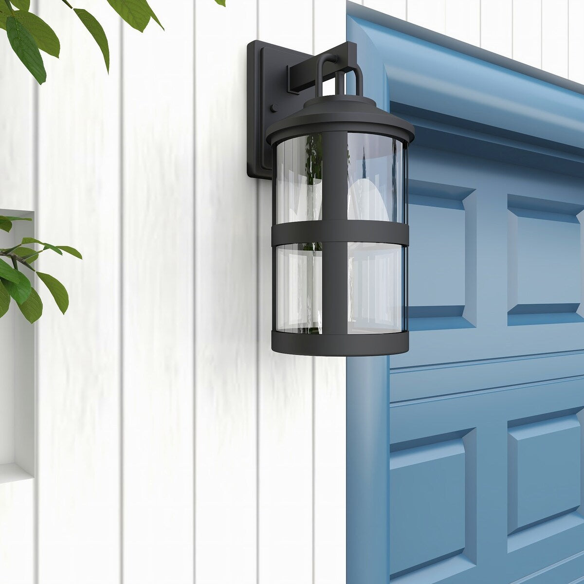 1-light outdoor wall light with clear glass and black finish