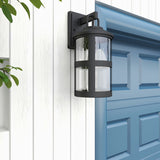 1-light outdoor wall light with clear glass and black finish