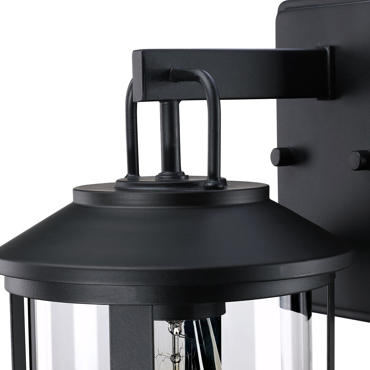 1-light outdoor wall light with clear glass and black finish