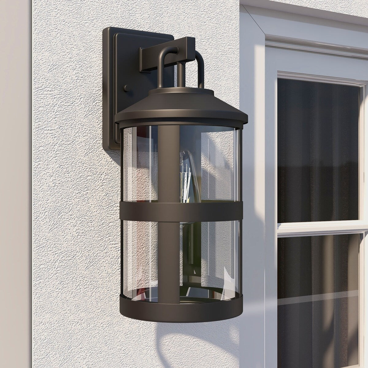 1-light outdoor wall light with clear glass and black finish