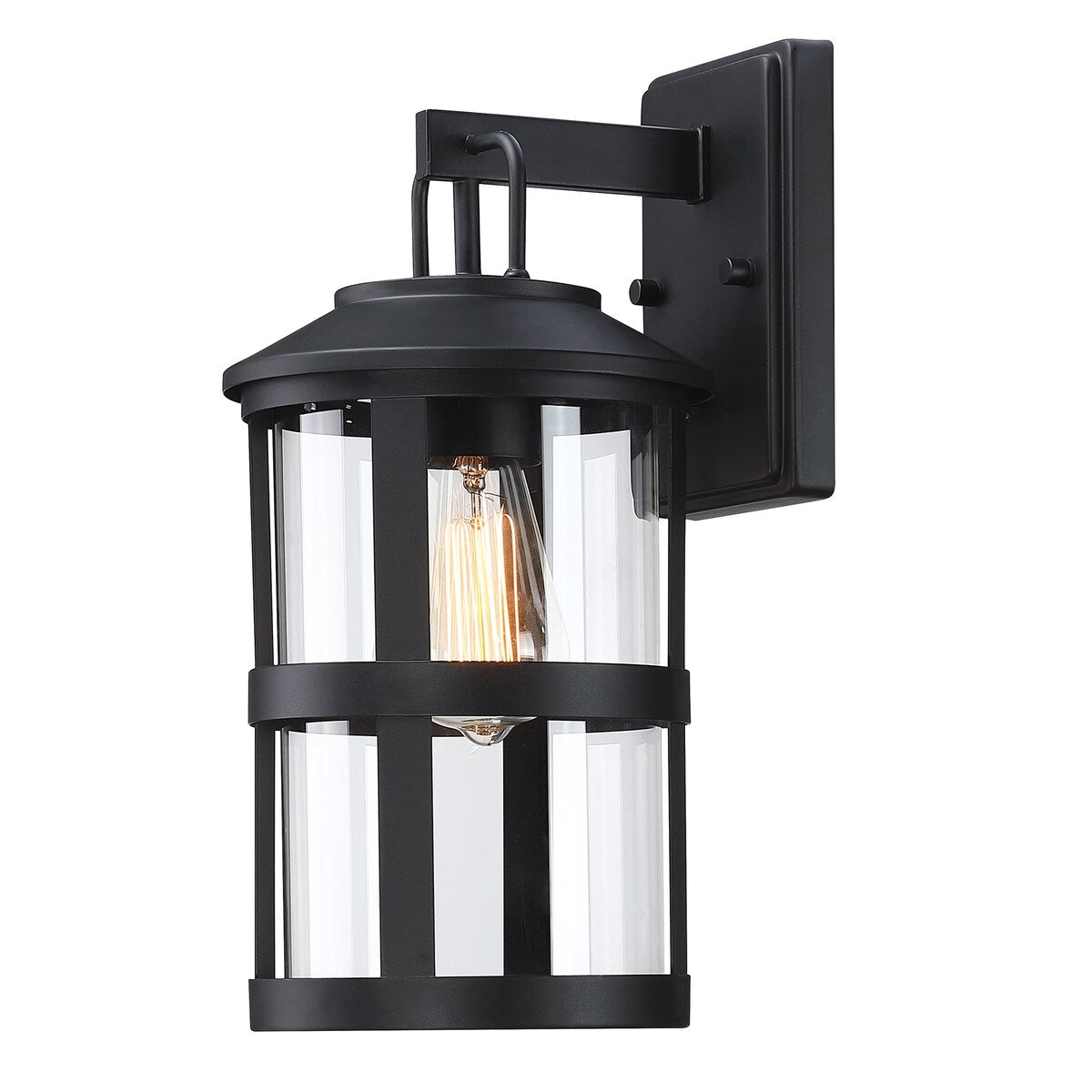 1-light outdoor wall light with clear glass and black finish