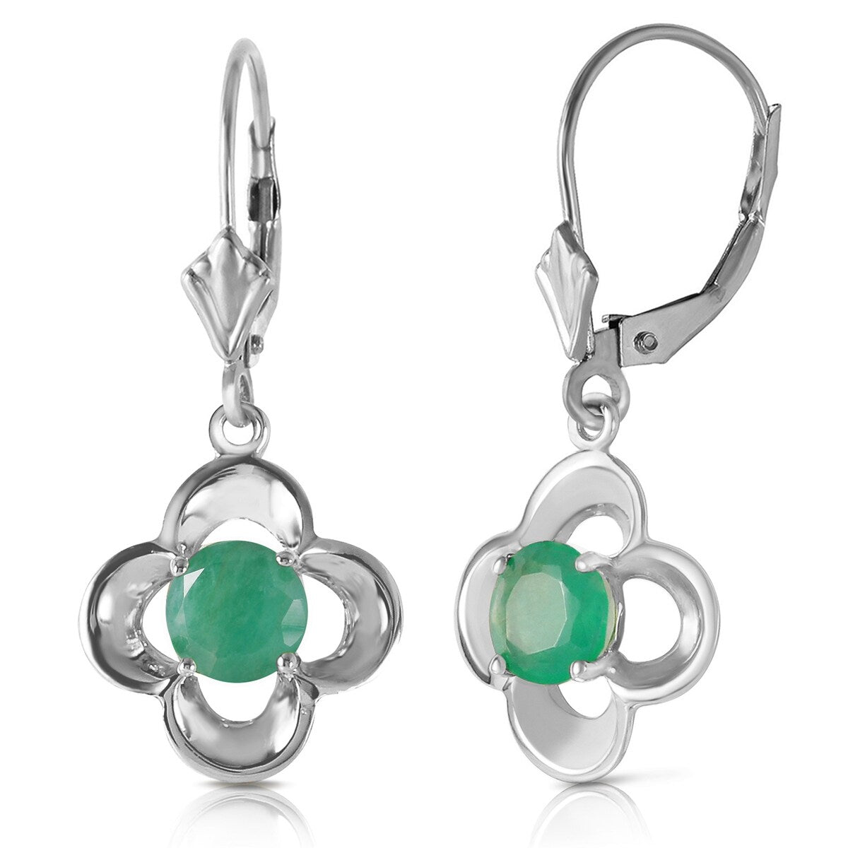 1.1 Carat 14K Solid Gold Emerald Flower Bloom Gemstone Earrings