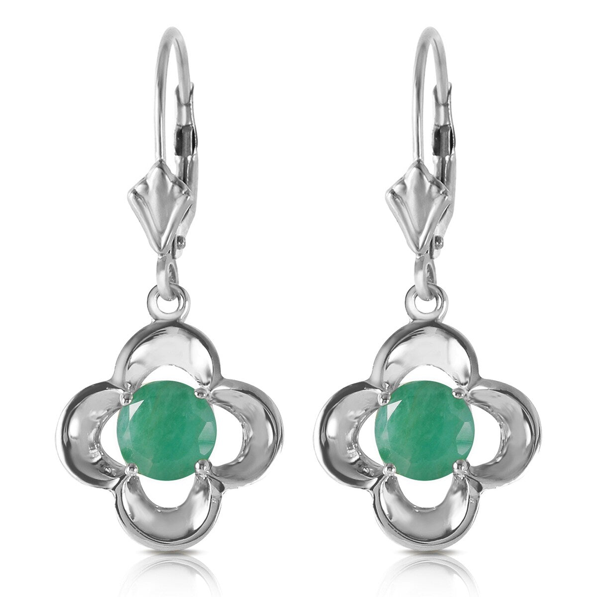 1.1 Carat 14K Solid Gold Emerald Flower Bloom Gemstone Earrings