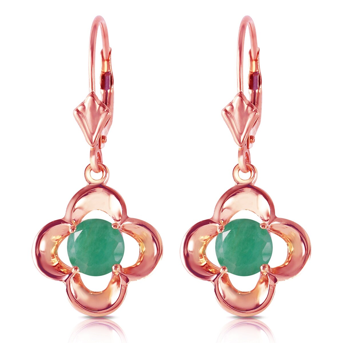 1.1 Carat 14K Solid Gold Emerald Flower Bloom Gemstone Earrings