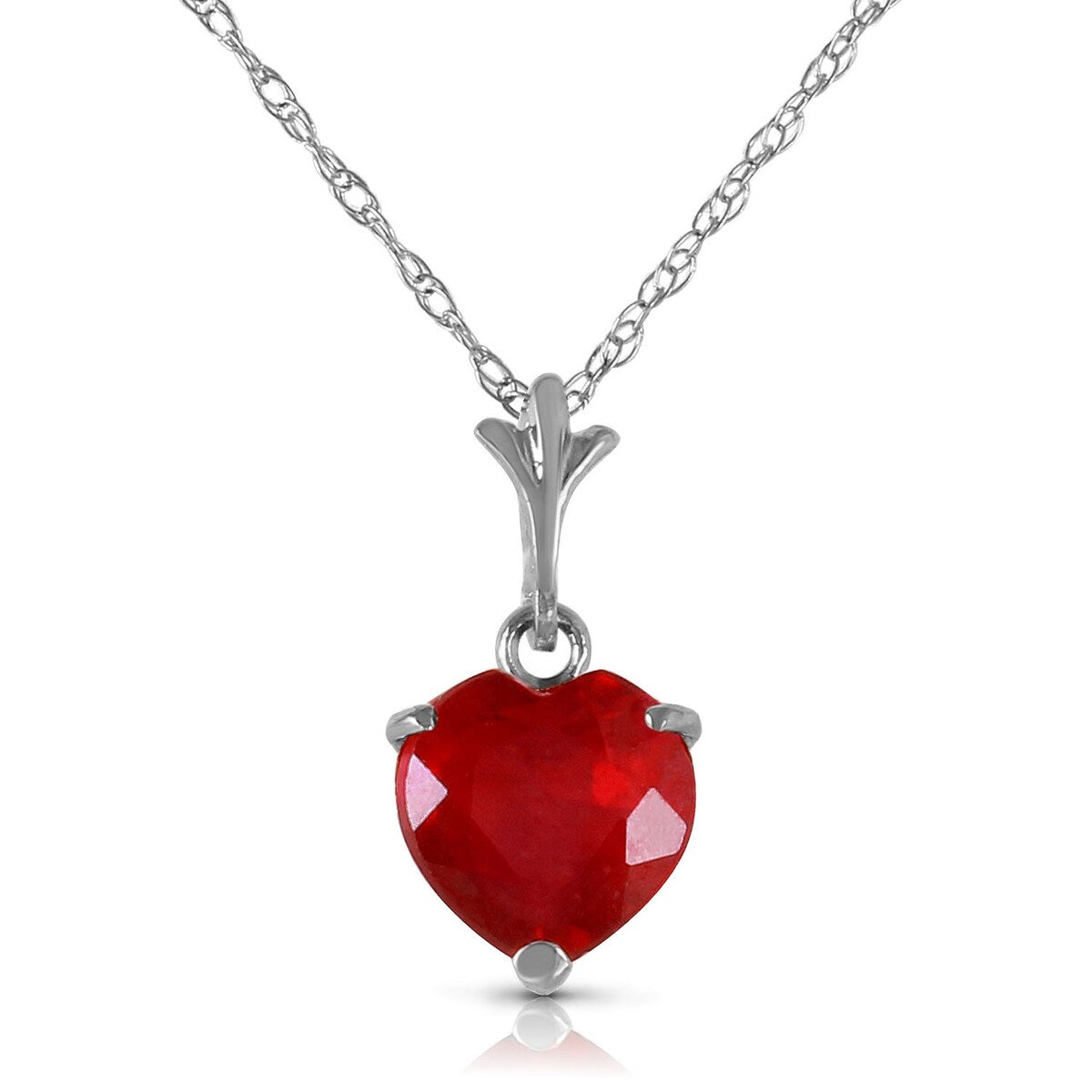 1.45 Carat 14K Solid Gold Gemstone Necklace Natural Heart Ruby