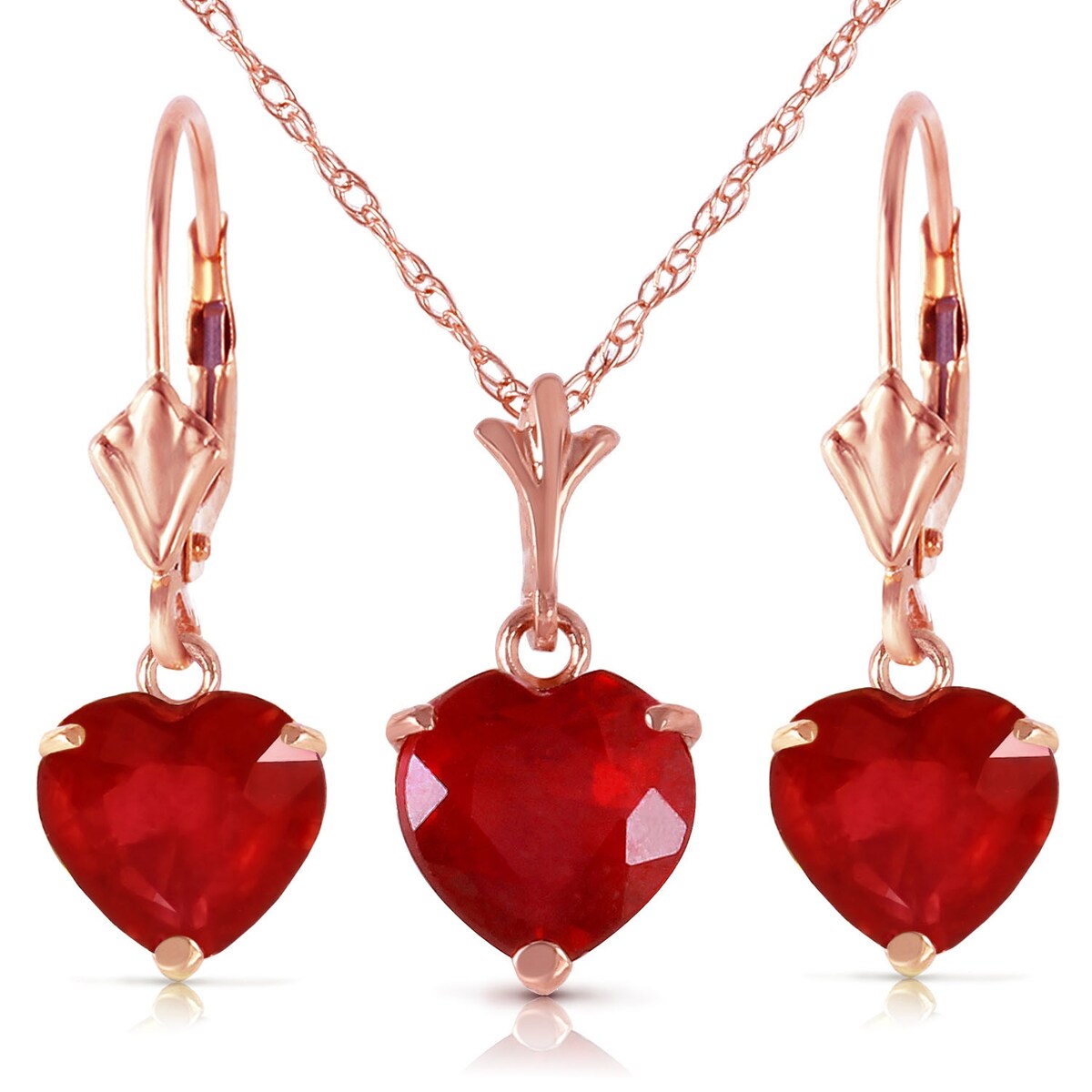 1.45 Carat 14K Solid Gold Gemstone Necklace Natural Heart Ruby