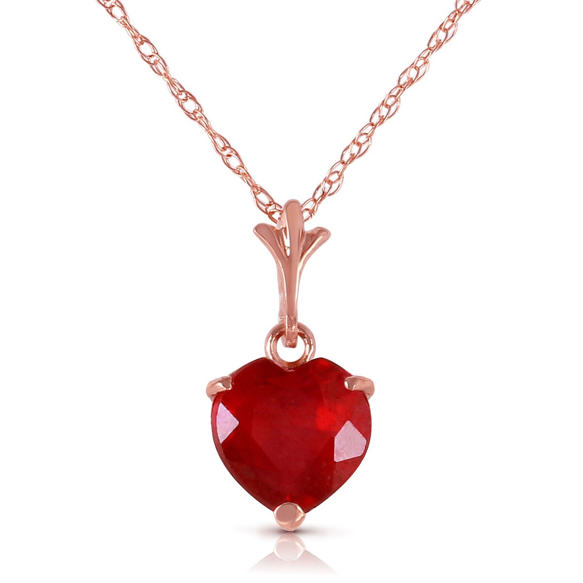 1.45 Carat 14K Solid Gold Gemstone Necklace Natural Heart Ruby