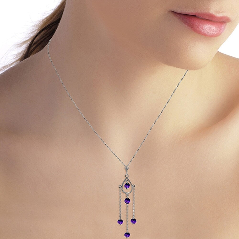 1.5 CTW 14K Solid White Gold Rising Star Amethyst Necklace