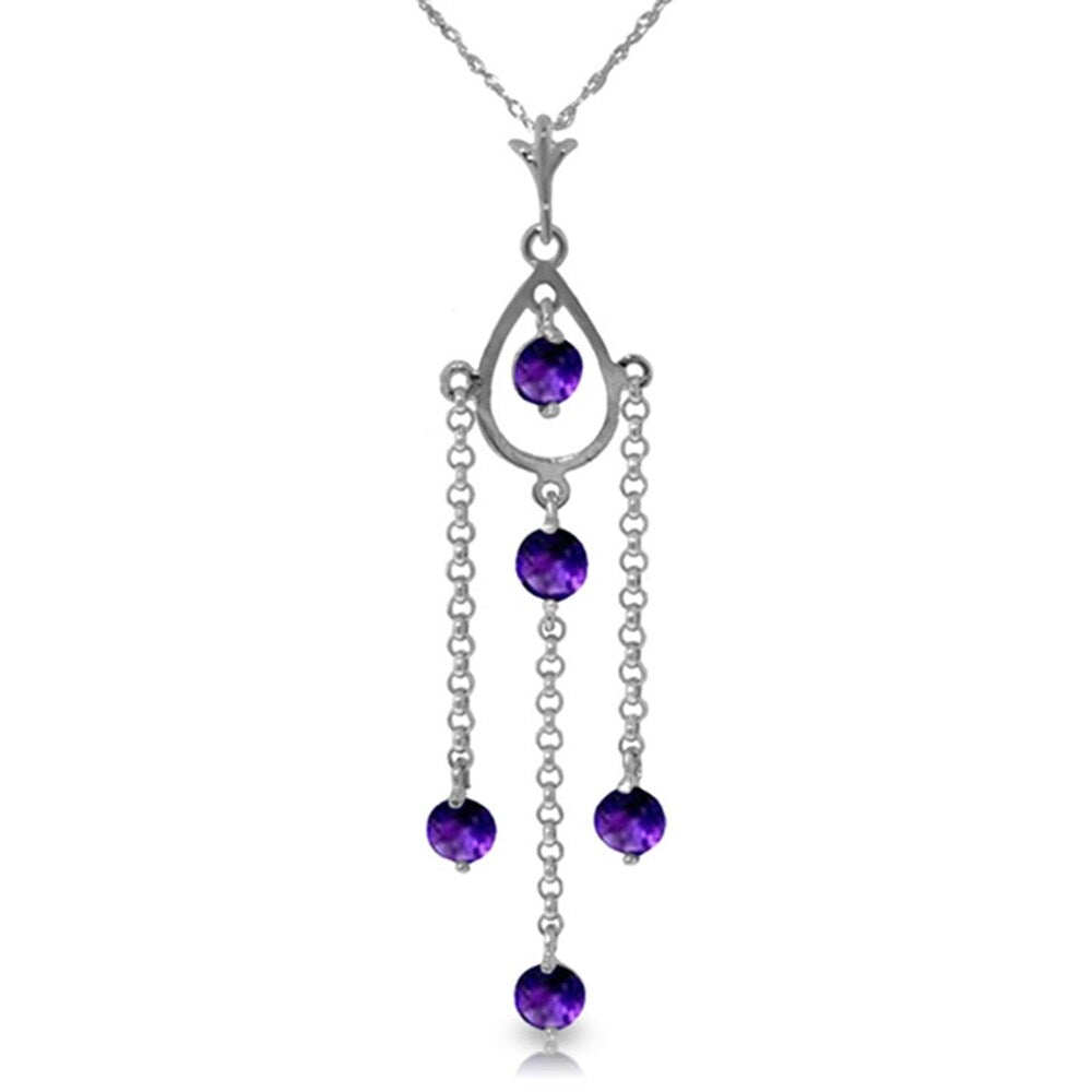 1.5 CTW 14K Solid White Gold Rising Star Amethyst Necklace
