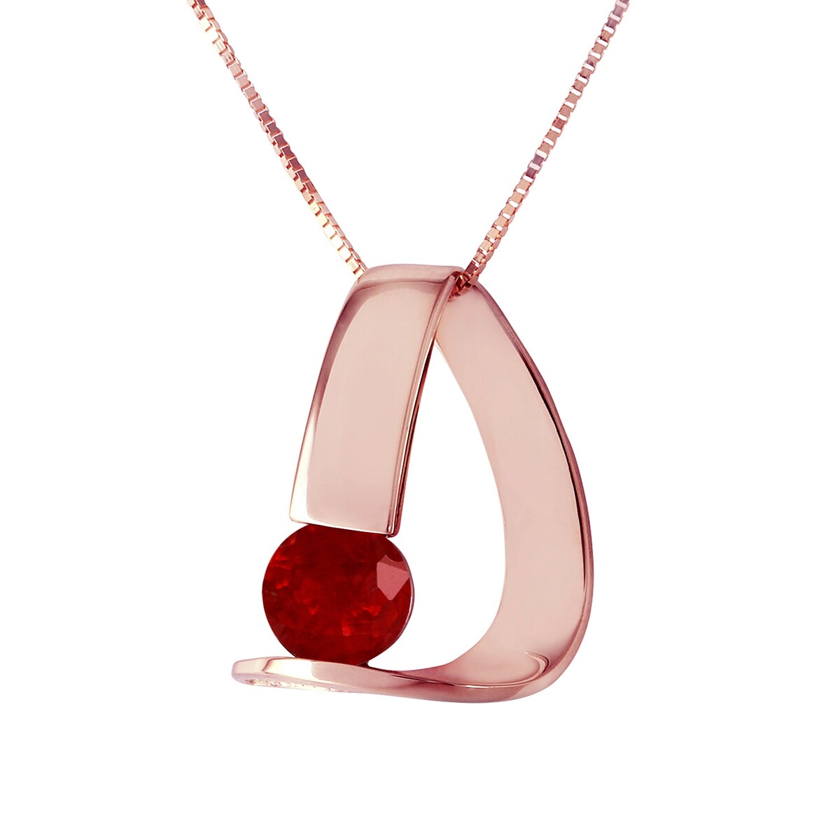 1.50 Carat 14K Solid Gold Modern Elegant Necklace w/ Natural Ruby