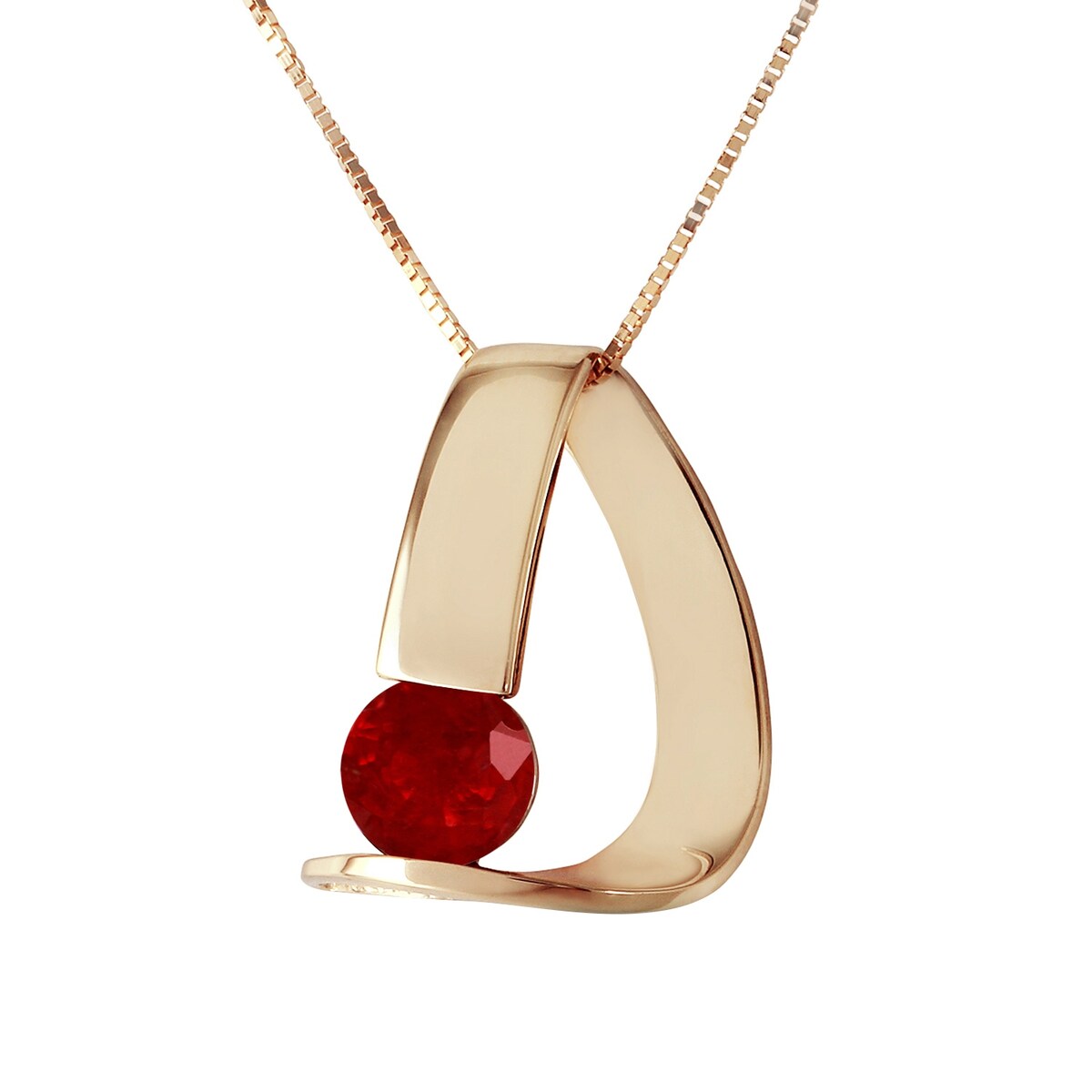 1.50 Carat 14K Solid Gold Modern Elegant Necklace w/ Natural Ruby