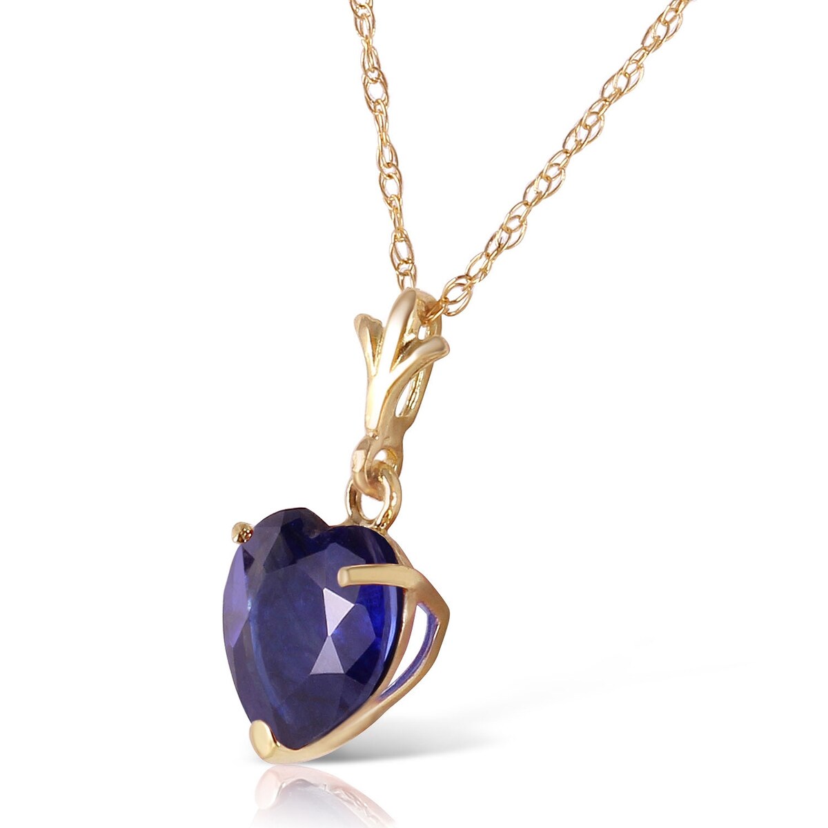 1.55 Carat 14K Solid Gold Gemstone Necklace Natural Heart Sapphire