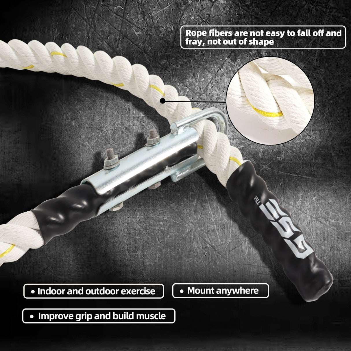 GSE™ 1.5" Gym Climbing Rope, Workout Rope for Indoor/Outdoor and Home Workouts. Great for Climbing Exercises, Strength Training