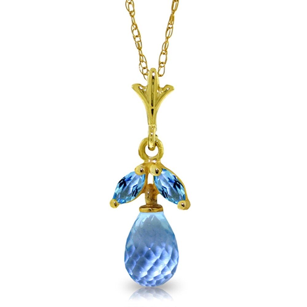 1.7 Carat 14K Gold Wild Expressions Blue Topaz Necklace