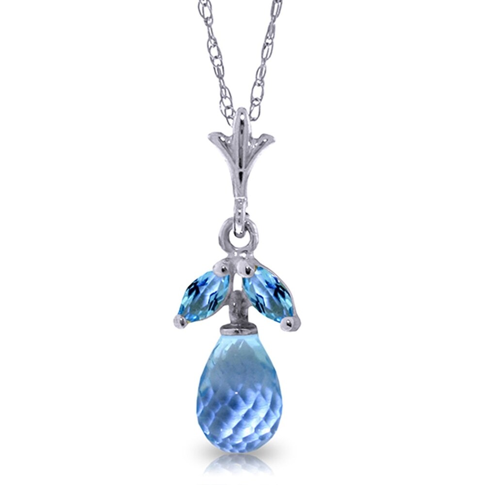 1.7 Carat 14K White Gold Will Return Blue Topaz Necklace