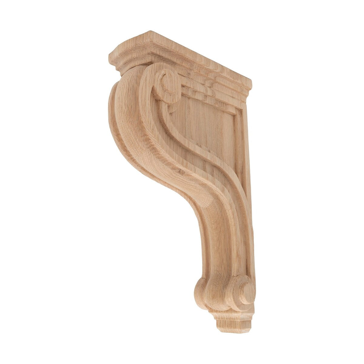 10-13/16" x 2-1/8" x 6-11/16" Red Oak Traditional Plain Wood Corbel