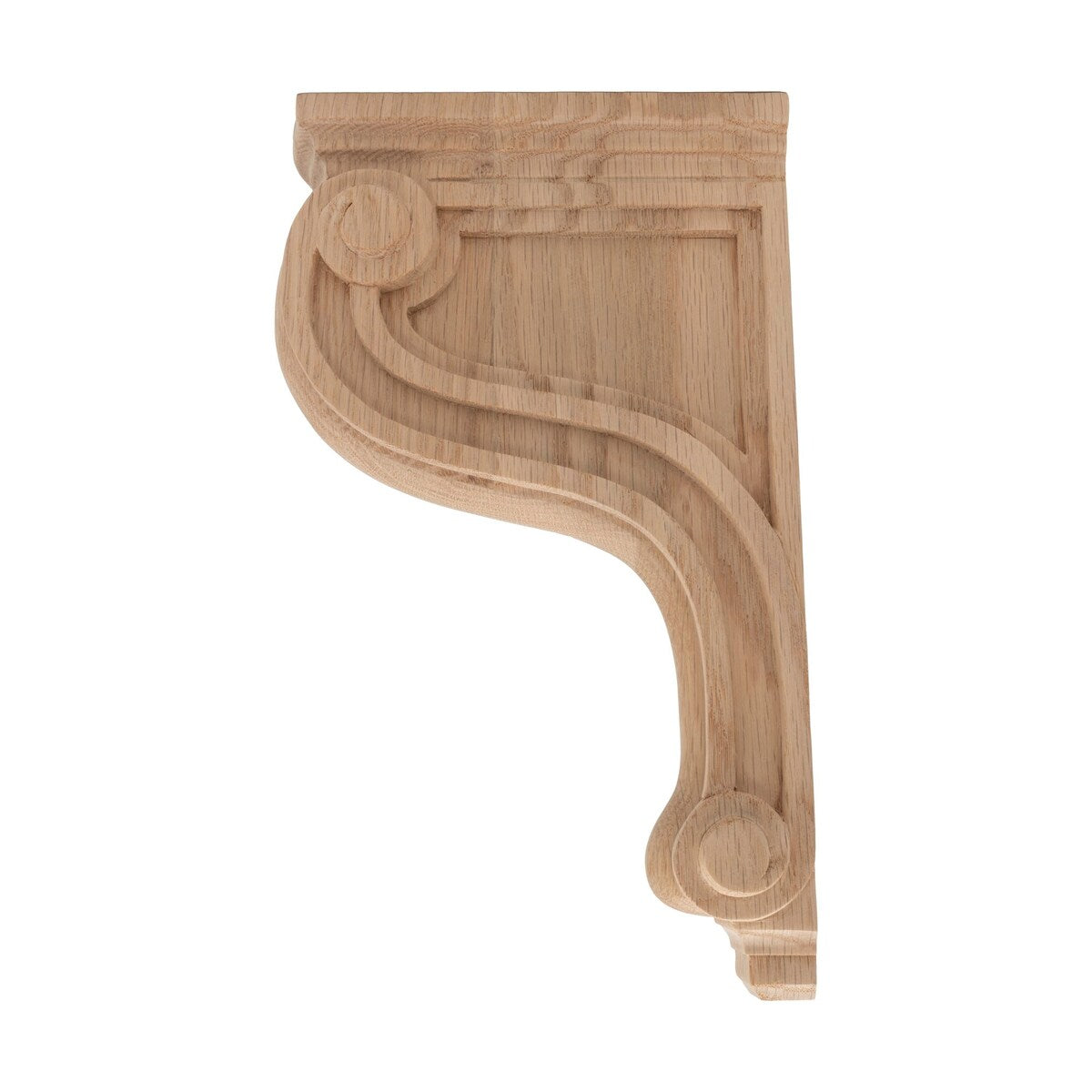 10-13/16" x 2-1/8" x 6-11/16" Red Oak Traditional Plain Wood Corbel