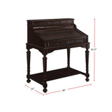 10-Drawer Wooden Secretary Desk in Warm Brown
