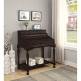 10-Drawer Wooden Secretary Desk in Warm Brown