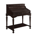 10-Drawer Wooden Secretary Desk in Warm Brown