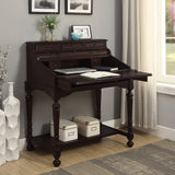 10-Drawer Wooden Secretary Desk in Warm Brown