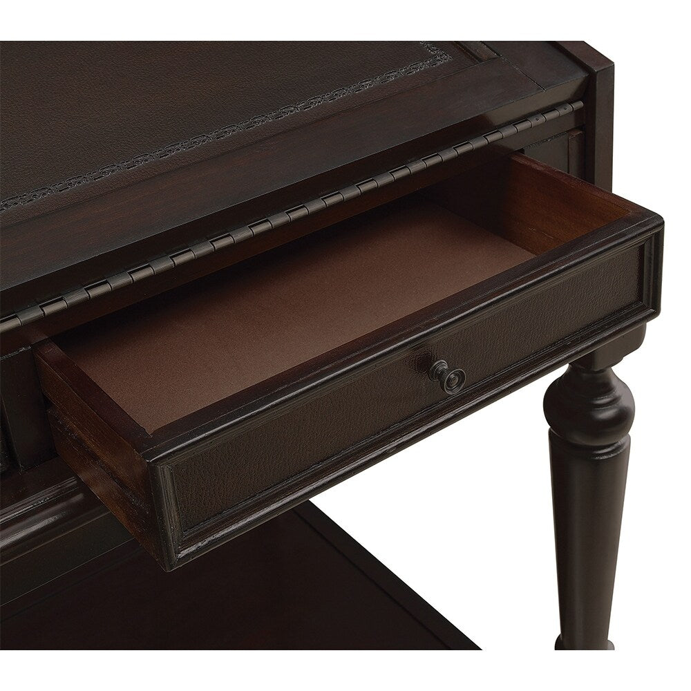 10-Drawer Wooden Secretary Desk in Warm Brown