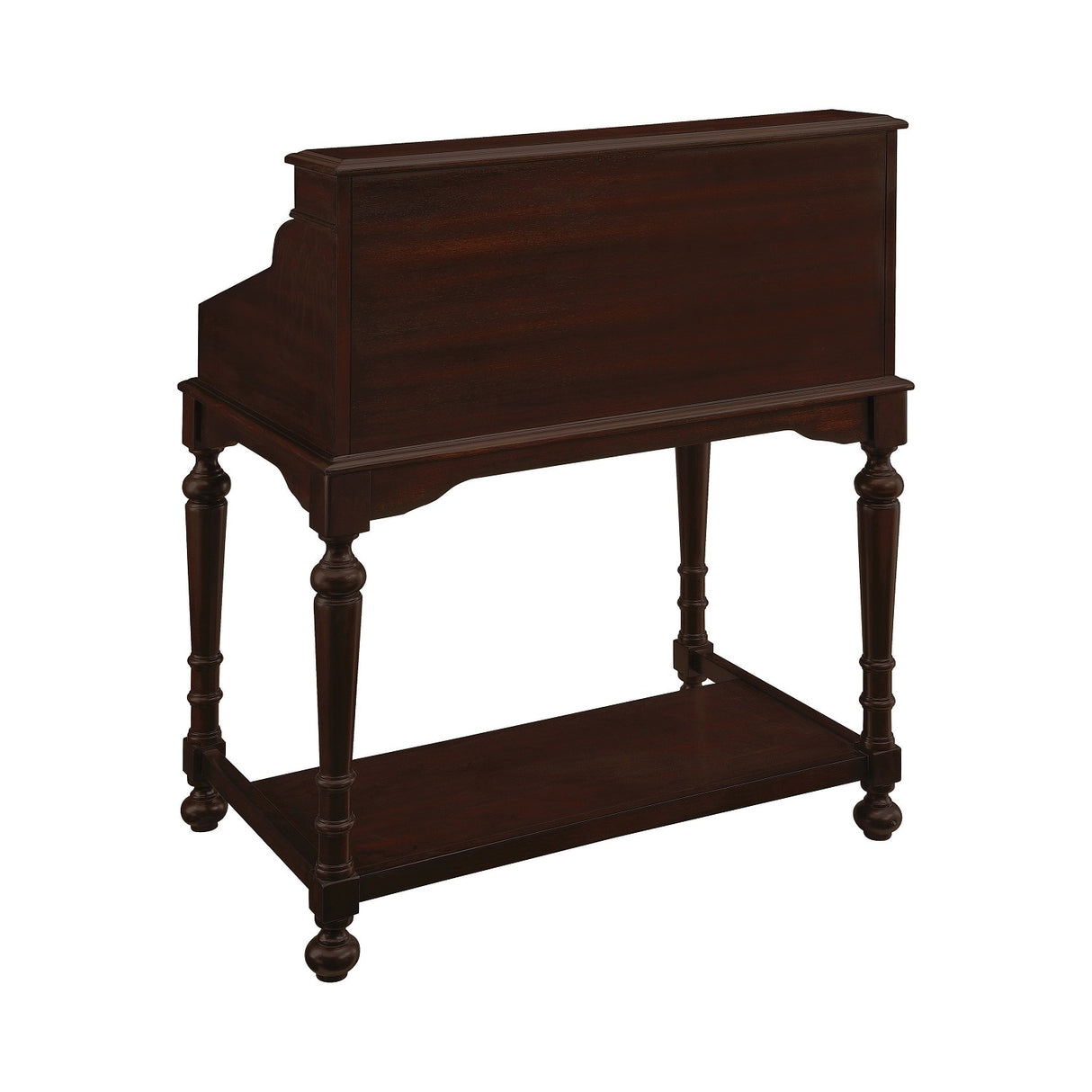 10-Drawer Wooden Secretary Desk in Warm Brown