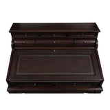 10-Drawer Wooden Secretary Desk in Warm Brown