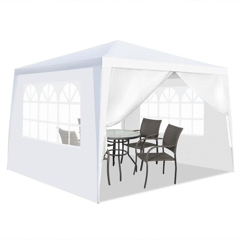 10-foot Square White Outdoor Party Canopy Patio Gazebo