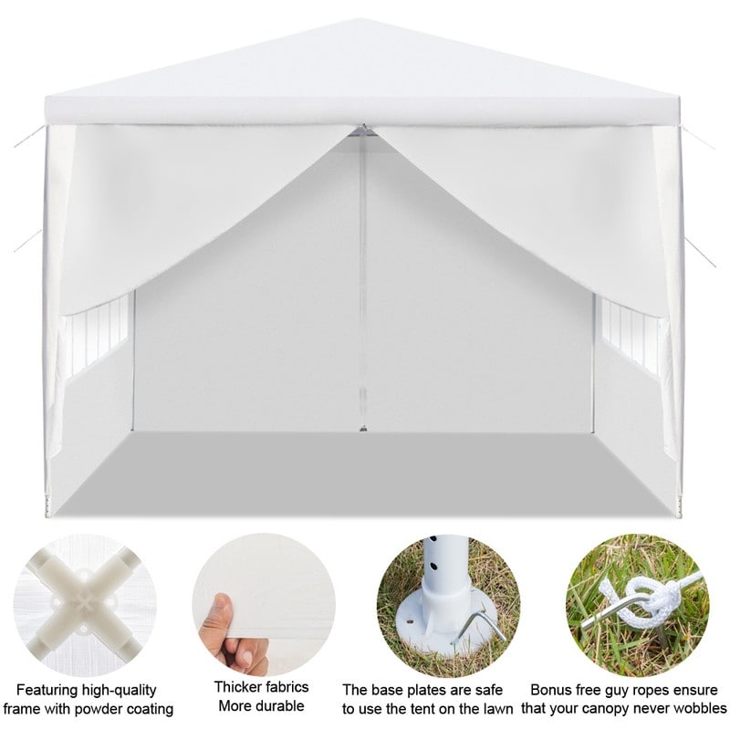 10-foot Square White Outdoor Party Canopy Patio Gazebo